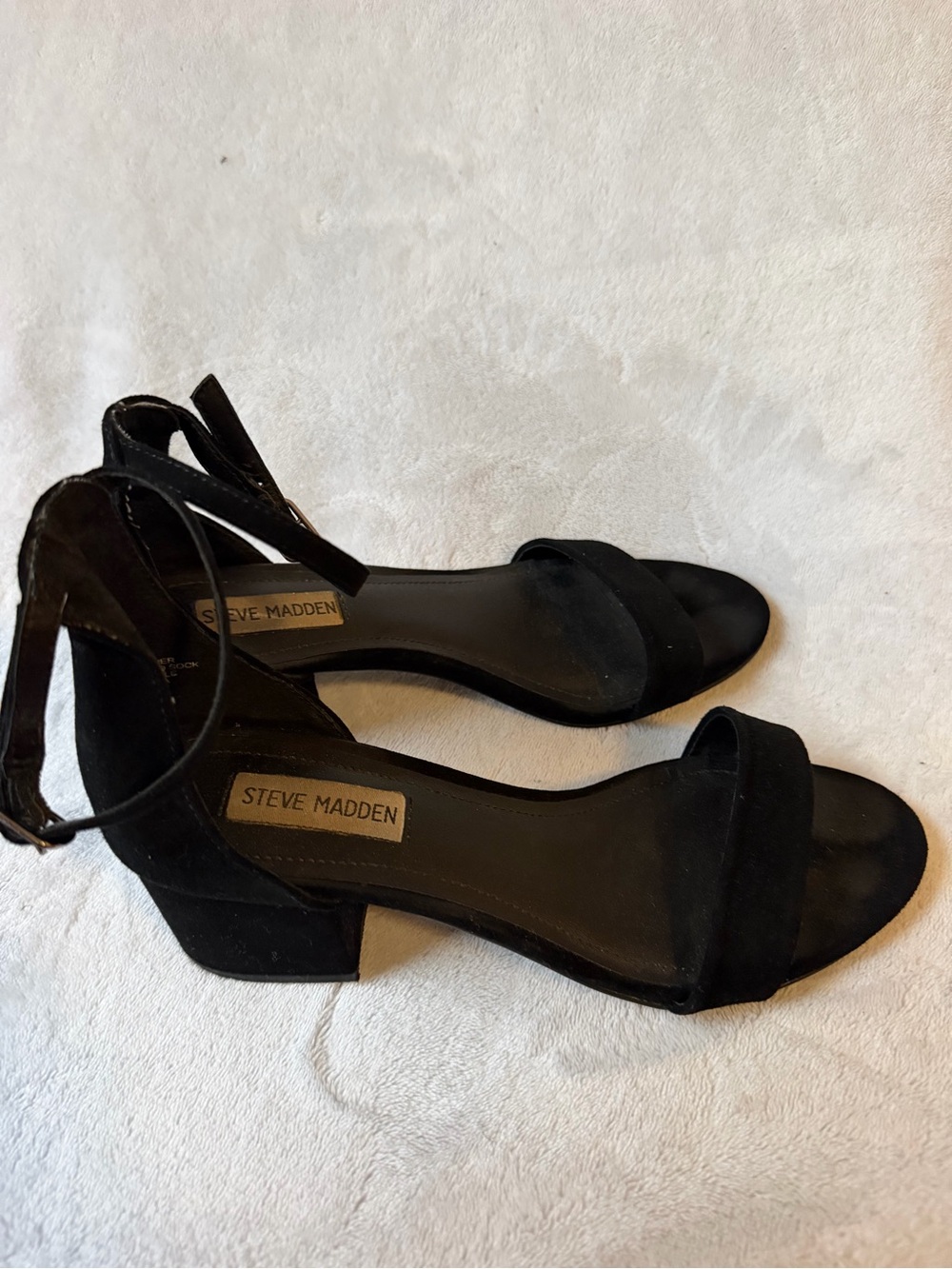 Steve Madden Black Ankle-Strap Block Heel Sandals